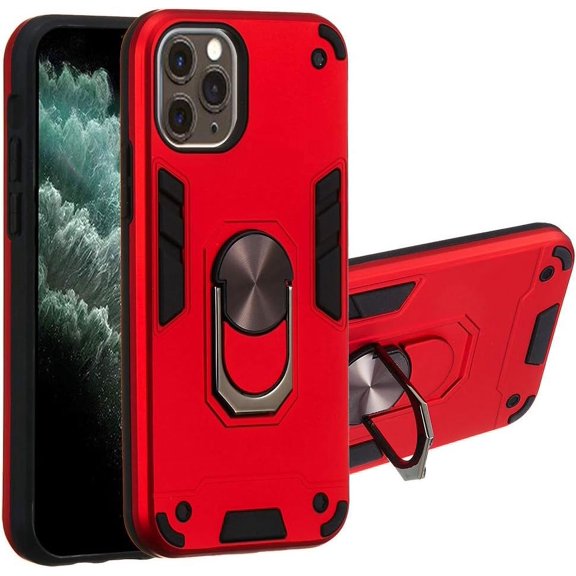 Case for iPhone 11 Pro with Built-in 360° Rotating Ring Kickstand Cover, Military-Grade Drop Protection Phone Case, Back Case for iPhone 11 Pro (5.8 inch), Red