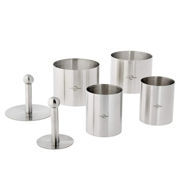 Kuchenprofi Stainless Steel 6-Piece Forming Rings with Tamper/Pushers, Silver