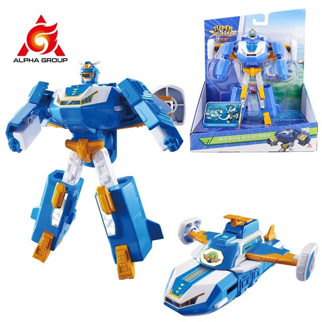 DMH Super Wings Mini World Aircraft Robot 6 Inch 11 Steps to Transform from Aircraft into Robot Action Figures Anime Kid Toy Gift