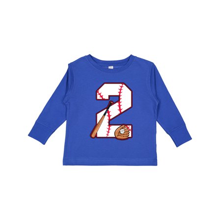 Inktastic Baseball Second Birthday Two Years Old Boys or Girls Long Sleeve Toddler T-Shirt