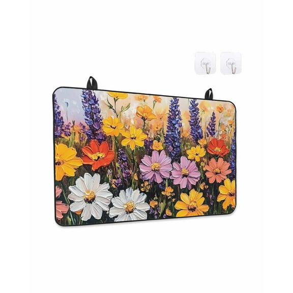 Colorful Flowers Stove Top Covers for Electric Stove, Kitchen Glass Ceramic Electric Cooktop Covers 24"x21", Modern Botanical Floral Oil Painting HeatResistant Oven/Countertop/Dishwasher Protector