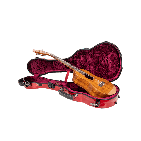 Crossrock Tenor Ukulele Case, Fits Up to 27 Inches | 100% Fiberglass Hardshell with Brand Latches, TSA Lock, Accessory Compartment, and Detachable Straps-Red