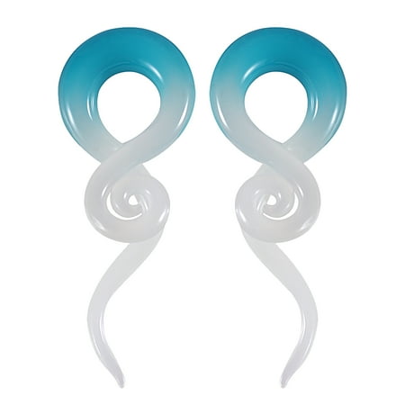 - BodyJ4You 2PC Glass Ear Tapers Plugs 4G Aqua Blue White Handmade Gauges Piercing Jewelry Set