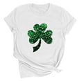 thumbnail image 1 of Dealovy T-Shirts de la Saint-Patrick pour Femmes à Manches Courtes, Col Rond, Coupe Ample, T-Shirts Graphiques Trèfle et Cœur, 1 of 2