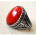 thumbnail image 5 of NEW Coral Mans Ring, Natural Red Coral Ring, Unisex Ring, Silver Jewelry, 925 Silver Ring, Birthday Gift, Heavy Mens Ring, Arabic Design, Ottoman Style Ring, Christmas, Turkey Mens Signet Ring, 5 of 6