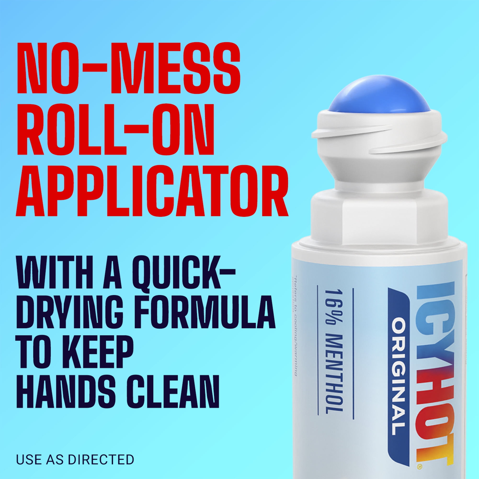 Icy Hot Original Pain Relief No-Mess Roll-On Applicator, Fast-Acting Pain Relief With Max Strength Menthol 16%, Contrast Therapy for Backaches, Joints, Muscle Strains and Arthritis, 2.5 oz