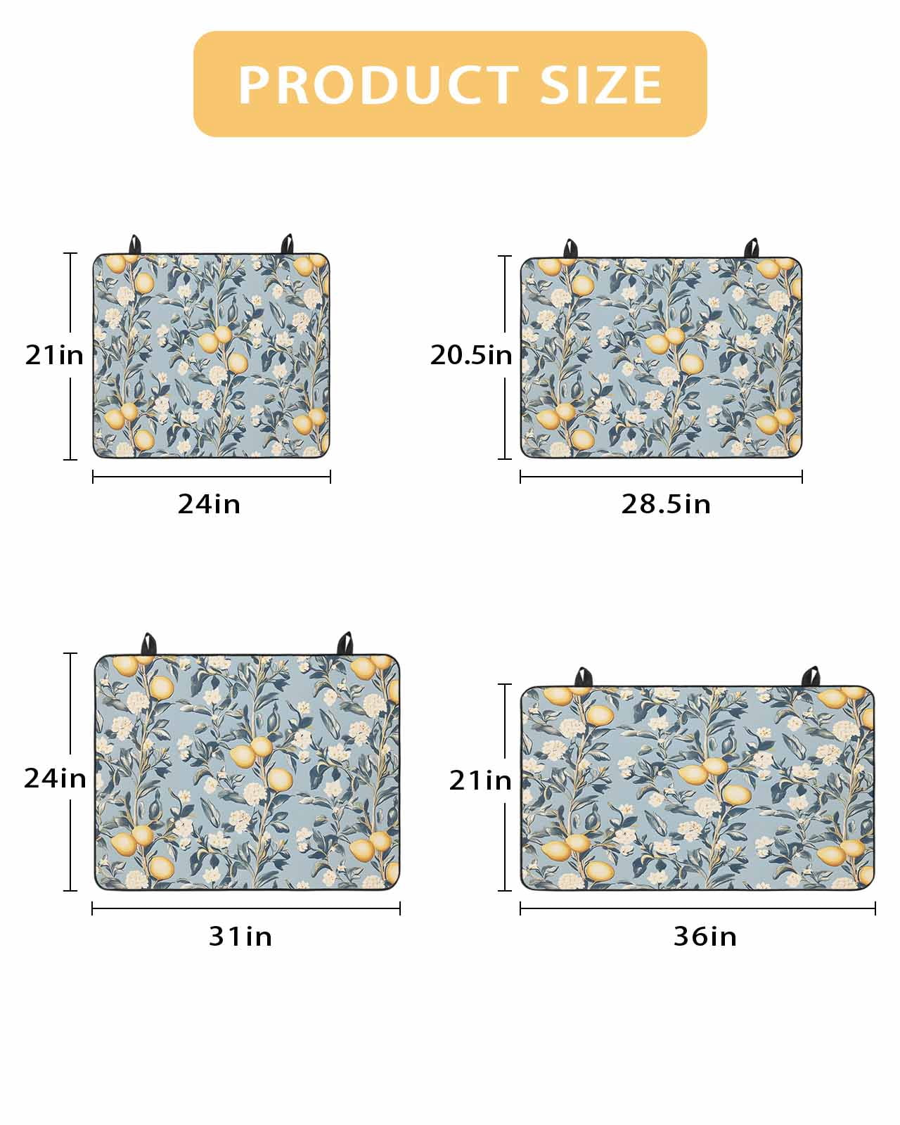 nqOlkjepod Large Induction Cooktop Protector Mat 24"x21", Lemon Leaves Stove Top Covers for Electric Stove, Watercolor Blue Vintage Flower Floral Stove Burner Cover Mats, Glass Top Stove Cover
