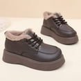 thumbnail image 4 of Womens Platform Snow Boots Low Top Waterproof Leather Lace up Furry Lined Round Toe Winter Booties Dress Shoes Coffee 9.5, 4 of 7