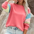 thumbnail image 2 of Women's Casual Long Sleeve Top Round Neck Contrast Color Stylish Daily Wear Street Fashion Entertainment Outfit Comfortable Loose Versatile Blouse, 2 of 8