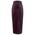 thumbnail image 4 of Fiaer Skirts for Women Trendy Fall 2025 Elastic Waist Ruched Bodycon Slit Pencil Midi Leather Skirt Bussiness Casual Red M, 4 of 8