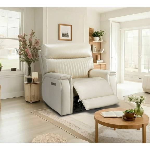 Triple-Power Recliner 39" Genuine Leather Power Zero Gravity Recliner with Powered Adjustable Headrest, Powered Adjustable Lumbar,USB&USB-C Port