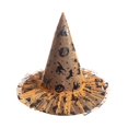 thumbnail image 4 of EliteGoogv Kids Halloween Witch Hat Wide Brim Pointed Hat Printed Pattern Mesh Decor Party Hat for Children, 4 of 4