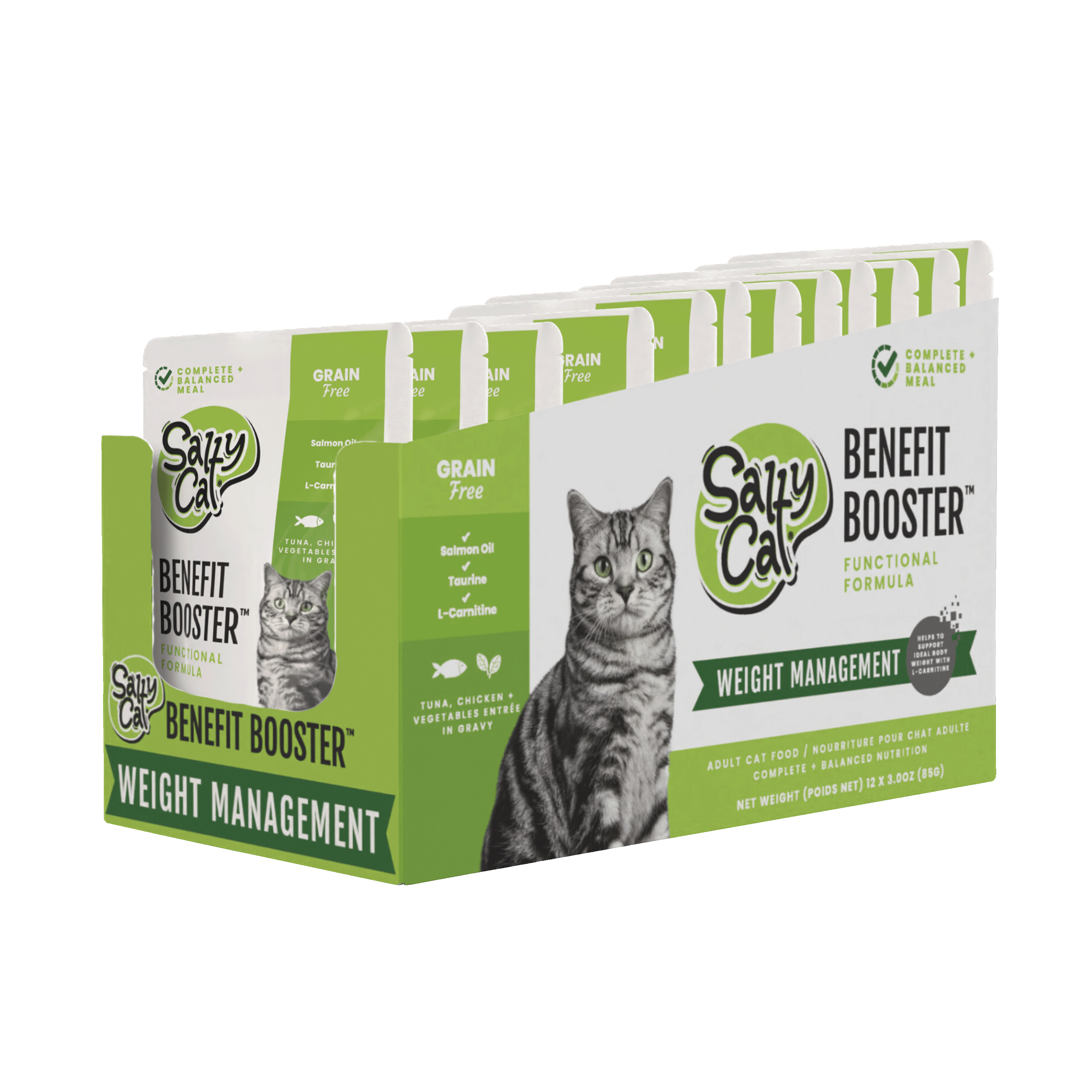 Salty Cat Benefit Booster Weight Management Tuna & Chicken Flavor in Gravy Wet Cat Food, 3 oz Pouch - product image
