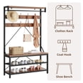 thumbnail image 5 of Studyset Industrial Hall Tree,Entryway Bench with Coat Rack freestanding,Wood Look Accent Large Shoe Rack Bench with Storage Shelf Hanging Bar,8 Hooks Rustic Brown 39.9"x15.7"x72", 5 of 7
