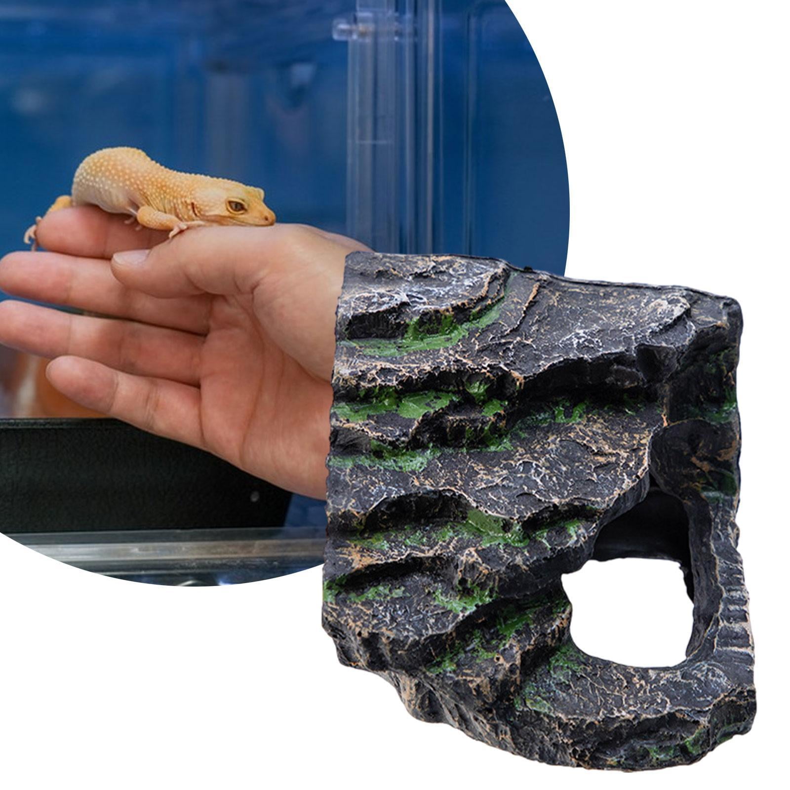 Serenable Bearded Dragon Tank Accessories Turtles Basking Reptile Cave Decorative Resin Reptile Rock Hideout for Frog Gecko
