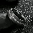 thumbnail image 3 of Dome Tungsten Carbide Ring w Eternity Cubic Zirconia in Silver Gold or Black w Black CZ, 3 of 5