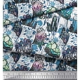 thumbnail image 3 of Soimoi Poly Georgette Fabric Leaves,Floral & Crystals Ocean Printed Fabric 1 Yard 52 Inch Wide, 3 of 3
