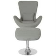 thumbnail image 4 of Light Gray Fabric Side Reception Chair with Bowed Seat and Ottoman, 4 of 4
