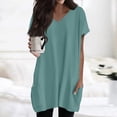 thumbnail image 2 of Womens Tops Womens Tops V-neck Short Sleeve Blouses Casual Mid-length Shirts Fashion Print Tunic Tops With Pockets Turquoise S, 2 of 6