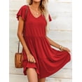 thumbnail image 3 of Zeagoo Short Sleeve Tiered Swing Dress with Pockets Summer Casual Ruffled Dress Cap Sleeve Dresses Flowy Beach Dress, 3 of 6
