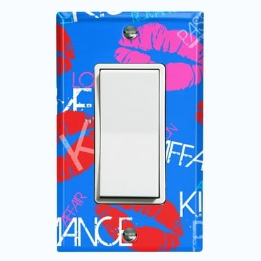 Metal Light Switch Plate Cover Lipstick Kisses Love Romance Blue LOV005