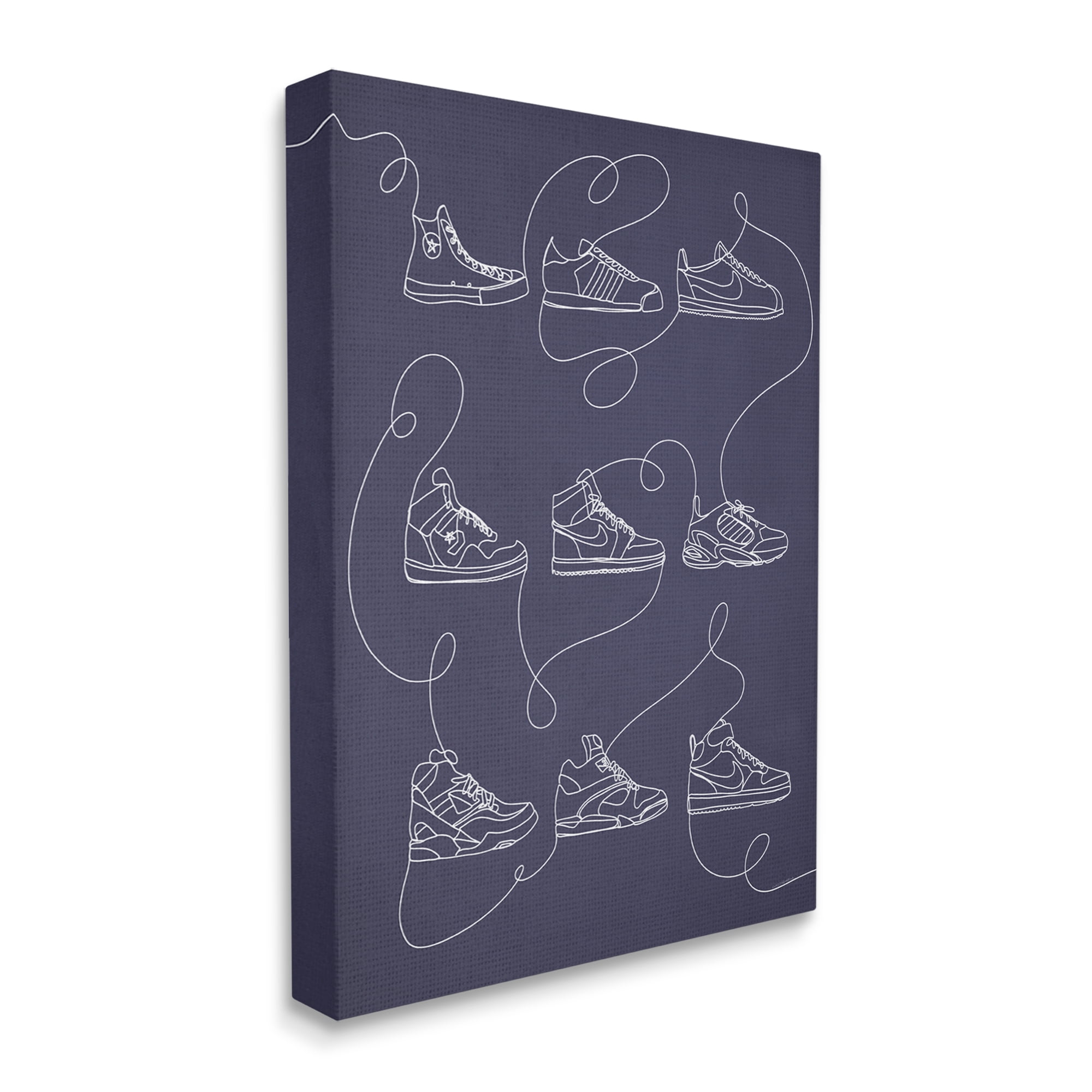 Stupell Industries Continuous Sneaker Line Doodle Beauty & Fashion Painting Gallery Wrapped Canvas Art Print Wall Art, 24 x 30