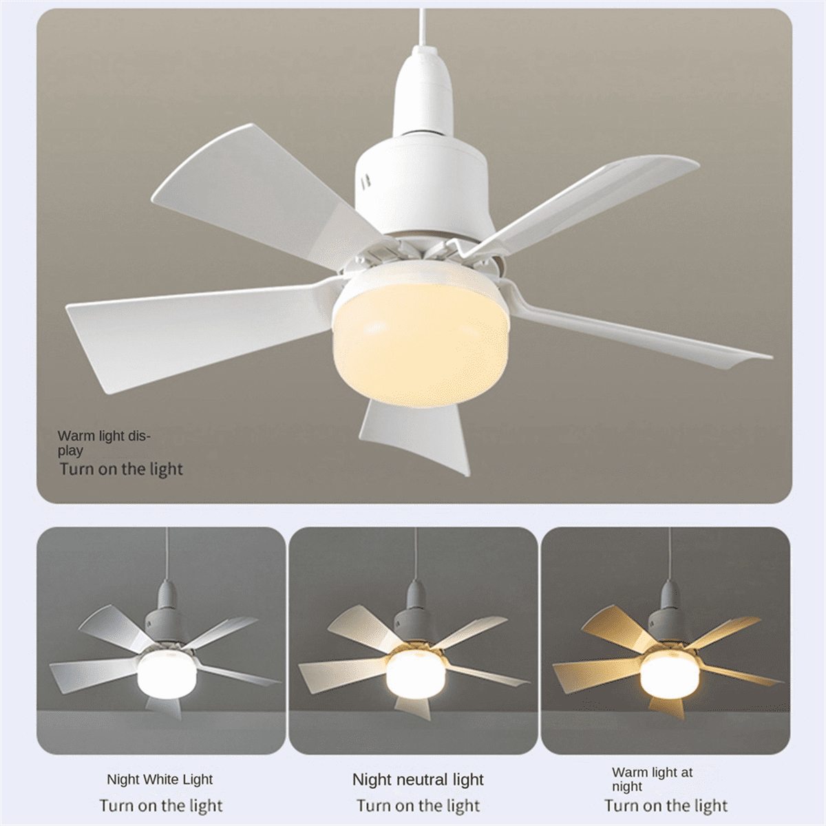 Socket Fan Light Small Ceiling Fan with Light and Remote, Screw in Ceiling Fan Light for E27 Base, for Bedroom Kitchen