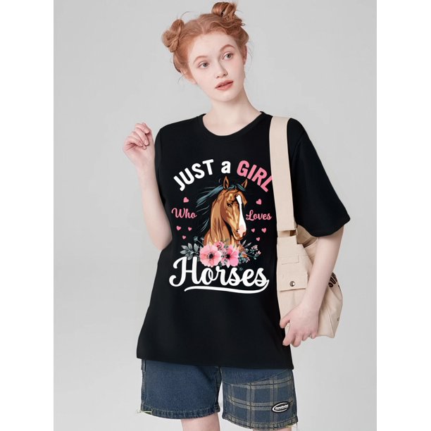 Camiseta estampada 100 % algodón para mujer, de manga corta y cuello redondo, ideal para uso diario y para el tiempo libre.