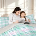 thumbnail image 4 of Manfei Vintage Grid Full Size Comforter Sets,Modern Check Art Bedding Comforter Set,Green White,Light Gray Reversible,3-Piece,1 Comforter and 2 Pillowcases,3-Piece,1 Comforter and 2 Pillowcases, 4 of 7