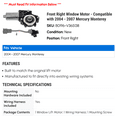 thumbnail image 2 of Front Right Window Motor - Compatible with 2004 - 2007 Mercury Monterey 2005 2006, 2 of 2
