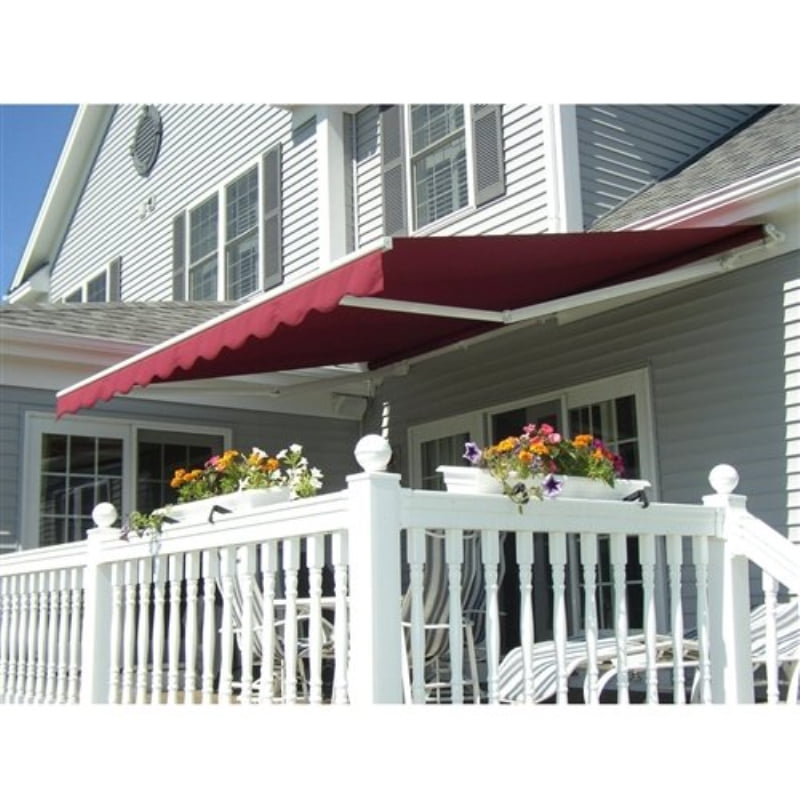 ALEKO Motorized Retractable Patio Awning 20 X 10 Ft Burgundy Color