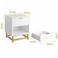 thumbnail image 3 of Modern 2 Drawers Nightstand for Bedroom, White Bedside Table with Metal Base and Geometric Pattern, 3 of 6