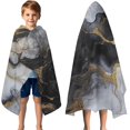 thumbnail image 3 of Black White Gold Marble Pattern Hooded Bath Towel，50"x30" for Ages 3 To 12 Kids, Quick Dry Lightweight Soft Microfiber Hood Beach Towel Cover Up for Kids, 3 of 7