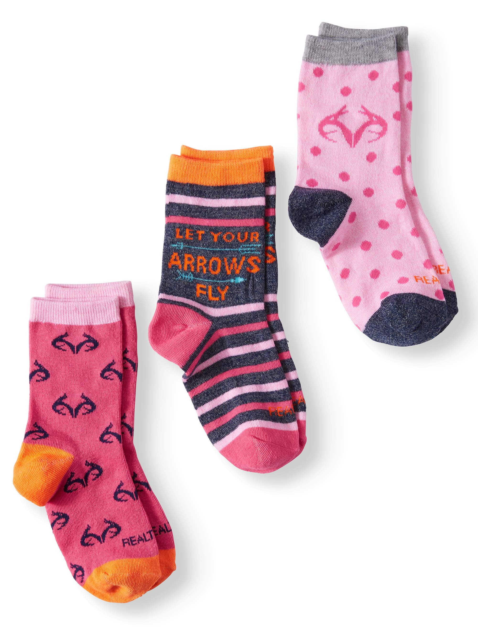 Realtree Real Tree Girls Crew Socks 3Pack, Sizes SL