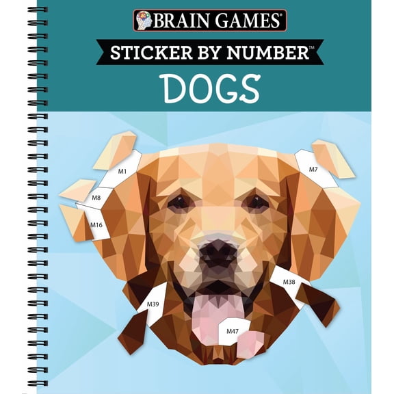 Brain Games - Sticker by Number: Dogs (28 Images to Sticker) (Spiral-Bound)