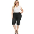 thumbnail image 3 of Women's Plus Size Capri Jeans Ripped Casual Chambray Denim Jean Black 1X, 3 of 7