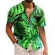 thumbnail image 1 of Camisas Y s Hombres Casual Manga corta Primavera Verano Turndown Neck 3D Impreso Camisas Moda Top Blusa Camisas (Green, L), 1 of 4