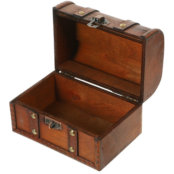 Treasure Chest Pirate Box Wood Keepsake Jewelry Box Vintage Trinket Box Pirate Party Favor