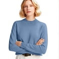 thumbnail image 5 of Sweaters for Women Long Sleeve Crew Neck Soft Warm Pullover Tops Lightweight Knit Sweater Blue L, 5 of 5