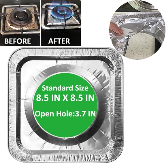 Square Gas Stove Protective Cover | 8.5 Inch Disposable Aluminum Foil Stove Drip Pot