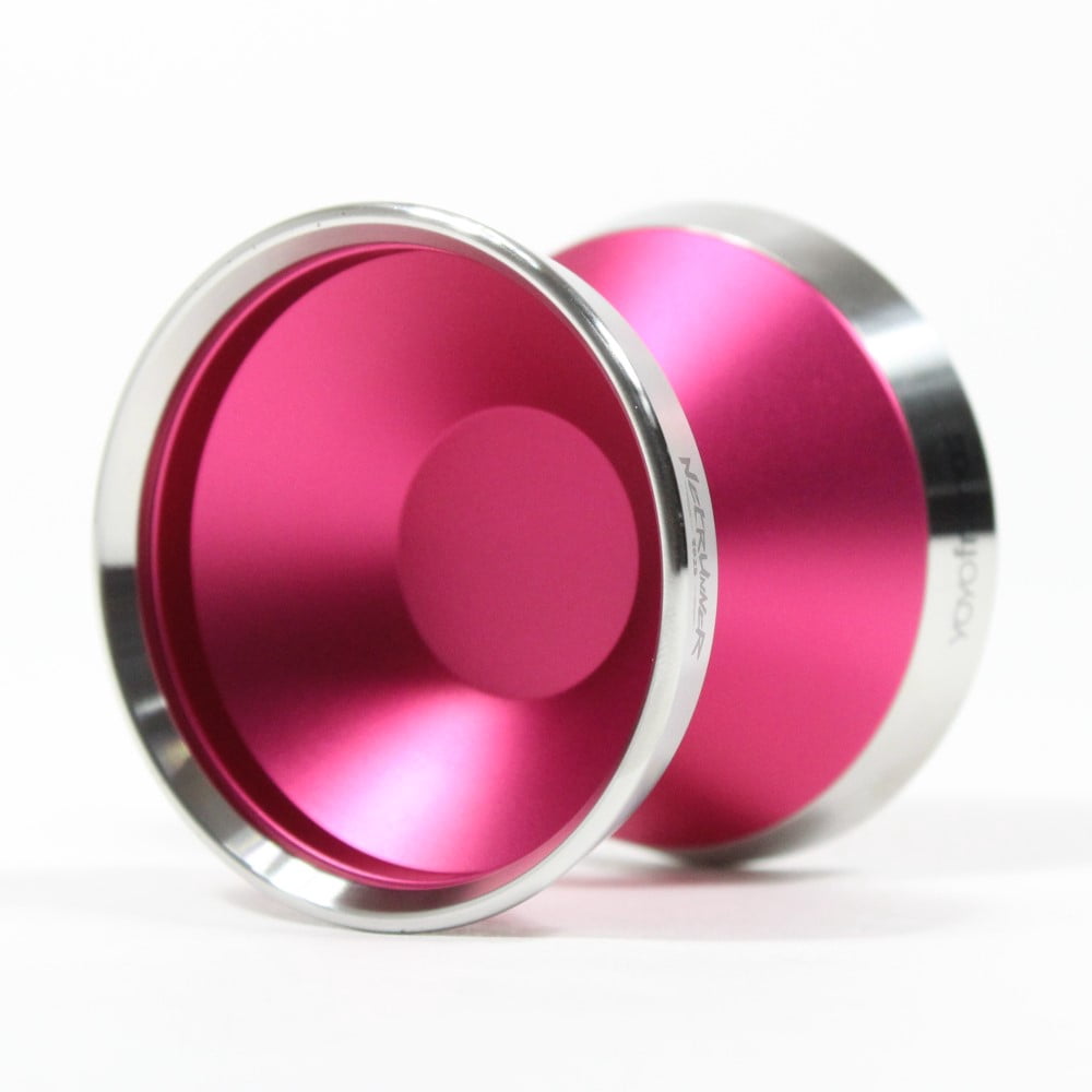 yoyofriends Netrunner Yo-Yo - Bi-Metal - 7075 Aluminum with Hollow Stainless Steel Rims (Rose Red w/Raw Rims)