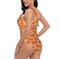 thumbnail image 4 of Rateoe Cartoon Hot Dog Pattern Women One Piece Swimsuits Tummy Control One Shoulder Bathing Suits Ruffle Swimwear-Medium, 4 of 6