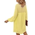 thumbnail image 3 of Qiylii Female Solid Color Dress, Dots V-Neck Long Sleeve Loose Dress,S-XXL, 3 of 9