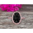 thumbnail image 1 of 2 Carat Oval Cut Black Diamond Moissanite Engagement Ring On 10k Rose Gold Halo Stackable Ring Art Deco Anniversary Gift Personalized for Brides, 1 of 6