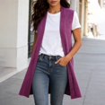 thumbnail image 2 of Yuhangmm Summer Cardigans for Women Lightweight Women's Long Sweater Vests Sleeveless Open Front Cardigan Tunic Top Coat Fall Winter Outfits Hot Pink L, 2 of 5