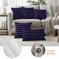 thumbnail image 6 of Purple Black Striped Outdoor Waterproof Pillow Covers, Halloween Vintage Modern Stripes Decorative Square Throw Pillowcase Sofa Cushion Sham for Patio/Couch/Chair, 18"x18" 2 Pack, 6 of 8