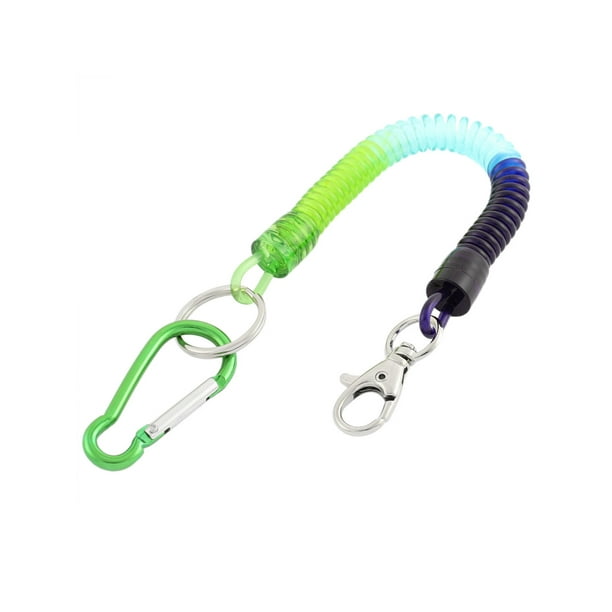 Carabiner Hook Coil Lanyard Spring Key Chain Strap w Lobster Clasp