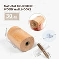 thumbnail image 5 of Wood Wall Hooks 4 Pack Coat Hooks Wall Mounted Solid Wooden Decorative Hat Hooks,Cloth Hanger Set 4(Beech Wood), 5 of 8