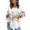 04 White, variant on YueHuiYing Length Sleeve Womens Tops Round Neck Casual Tunic Tops Basic Blouses Pleated Shirts