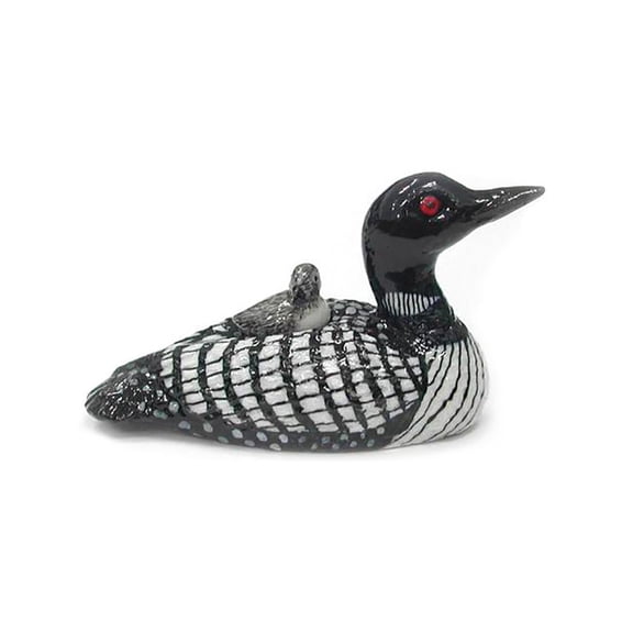 Northern Rose Gavia Loon with Chick Bird Hand-painted - Home Decor Bird Decorative Figurine Birthday Gift - Miniature Porcelain Figurine
